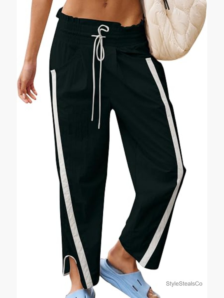 Casual Drawstring Barrel Track Pants Lightweight Baggy Workout Pants With